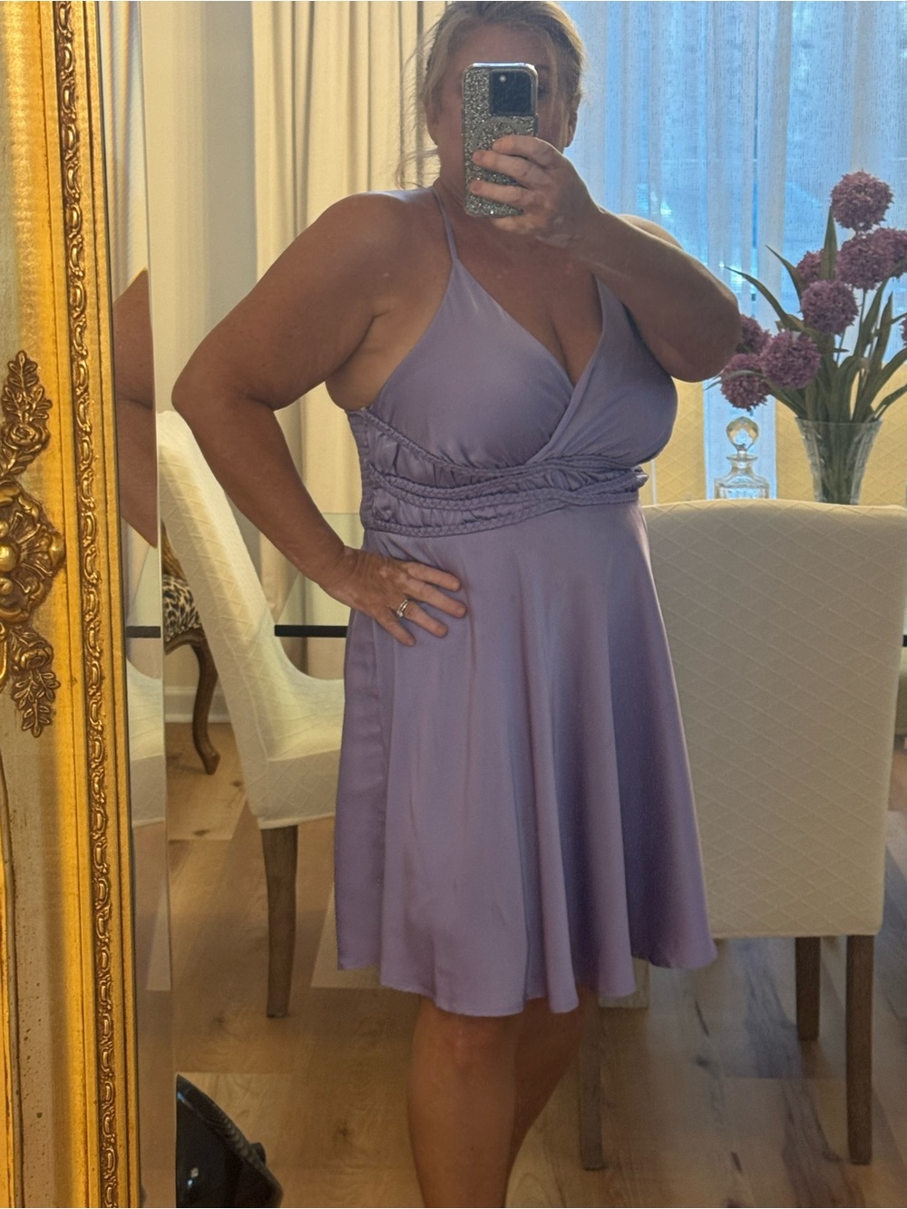 Lilac V-Neck Cocktail Dress